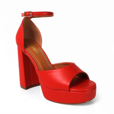 Platform Bliss Chunky Heels - Red - Palazzo Couture Online