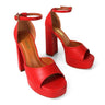 Platform Bliss Chunky Heels - Red - Palazzo Couture Online