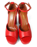 Platform Bliss Chunky Heels - Red - Palazzo Couture Online