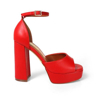 Platform Bliss Chunky Heels - Red - Palazzo Couture Online