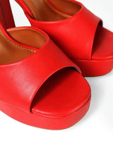 Platform Bliss Chunky Heels-Red - elegant heels for going out and events