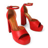 Platform Bliss Chunky Heels-Red for women - stylish heels by Palazzo Couture