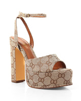 Platform Josy 6 Chunky Heels (Monogram) - Palazzo Couture Online