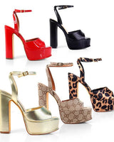 Platform Josy 6 Chunky Heels (Gold) - elegant heels for going out and events