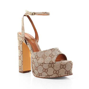 Platform Josy 6 Chunky Heels Monogram - women's statement party shoes