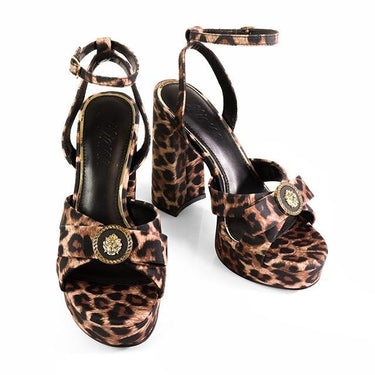 Platform Olina Tamara Cross & Bow Heels - Animal Print - Palazzo Couture Online