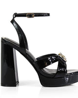 Platform Olina Tamara Cross & Bow Heels - Black - Palazzo Couture Online