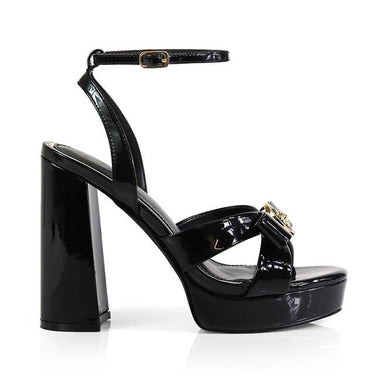 Platform Olina Tamara Cross & Bow Heels - Black - Palazzo Couture Online