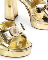 Platform Olina Tamara Cross & Bow Heels - Gold - Palazzo Couture Online