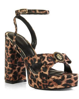 Platform Olina Tamara Cross & Bow Heels -Animal Print - elegant heels for going out and events