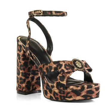 Platform Olina Tamara Cross & Bow Heels -Animal Print - elegant heels for going out and events