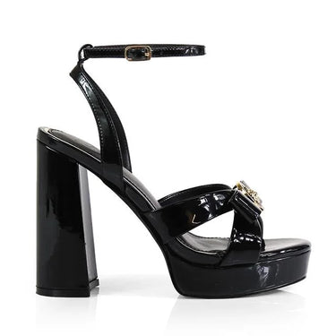 Platform Olina Tamara Cross & Bow Heels -Black - elegant heels for going out and events