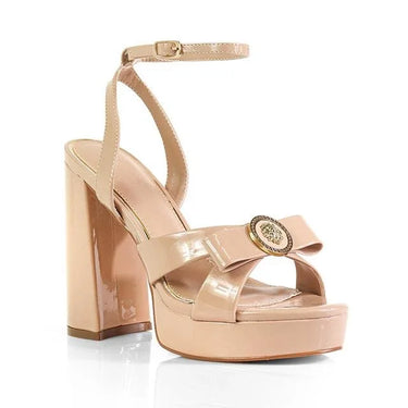 Platform Olina Tamara Cross & Bow Heels -Nude - elegant heels for going out and events