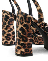 Platform Olina Tamara Cross & Bow Heels -Animal Print - women's statement party shoes
