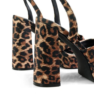 Platform Olina Tamara Cross & Bow Heels -Animal Print - women's statement party shoes