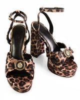 Platform Olina Tamara Cross & Bow Heels -Animal Print for women - stylish heels by Palazzo Couture