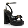 Platform Olina Tamara Cross & Bow Heels -Black for women - stylish heels by Palazzo Couture