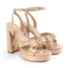 Platform Olina Tamara Cross & Bow Heels -Nude for women - stylish heels by Palazzo Couture