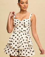 Playful Muse Polka Dot Romper - Ivory - Black - Palazzo Couture Online