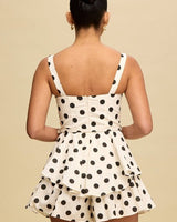 Playful Muse Polka Dot Romper - Ivory - Black - Palazzo Couture Online
