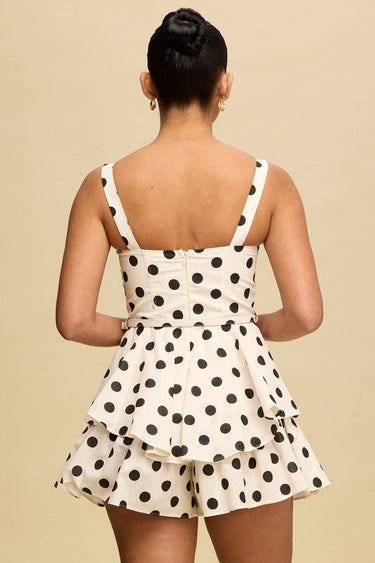 Playful Muse Polka Dot Romper - Ivory - Black - Palazzo Couture Online