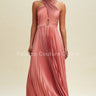 Pleated Cross Over Maxi Dress (Rose) - Palazzo Couture Online