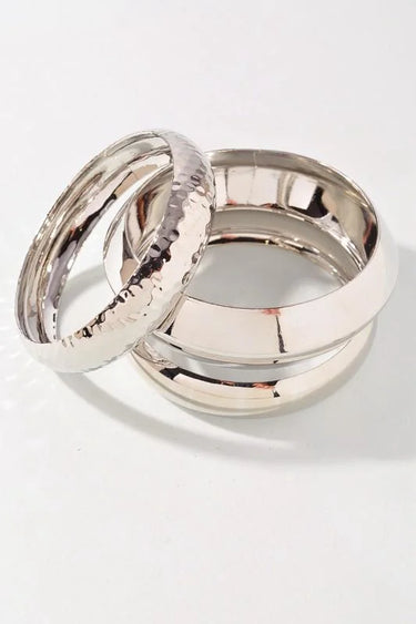 Polished Geometric Cuff Bracelet Set - Silver for women - fashion jewelry by Palazzo Couture