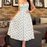 Polka Dot Tea Midi Dress - Ivory front view showing full midi length silhouette