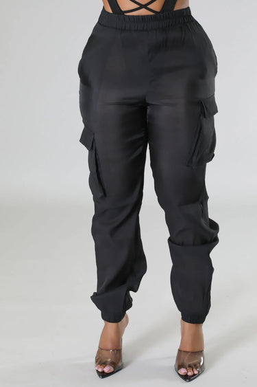 Poolside Days Sheer Cargo Pants – Black High-Waisted Organza Style - view 5