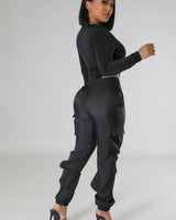 Poolside Days Sheer Cargo Pants – Black High-Waisted Organza Style - view 6