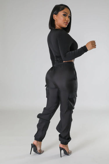 Poolside Days Sheer Cargo Pants – Black High-Waisted Organza Style - view 6