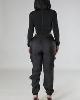 Poolside Days Sheer Cargo Pants – Black High-Waisted Organza Style - view 7