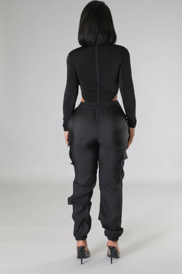 Poolside Days Sheer Cargo Pants – Black High-Waisted Organza Style - view 7