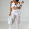 Poolside Days Sheer Cargo Pants – White High-Waisted Organza Style - front view