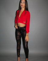 The Power of Love Tie Up Crop Top - Red - women's cropped top