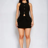 Power Move Peplum Skirt Set - Black front view showing complete two piece skirt set
