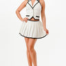 Preppy Pleats Vest Skirt Set - White - Palazzo Couture Online