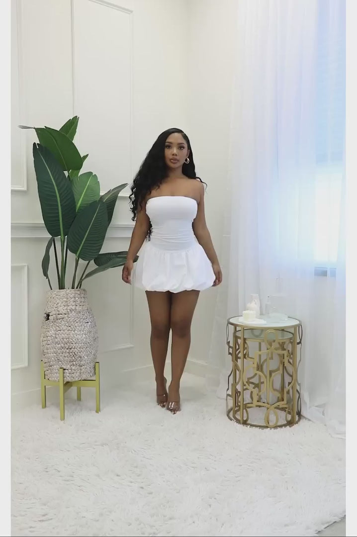 Video of Pop Your Style Strapless Mini Dress White