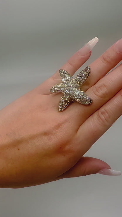 Video of Starburst Crystal Ring Silver