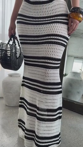 Island Rhythm Crochet 2-Piece Set Skirt Set - white/Black styling video showcasing two piece skirt set