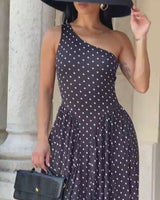 Midnight Muse Polka Dot Ruffle Maxi Dress – Black/Wh | Maxi Dress