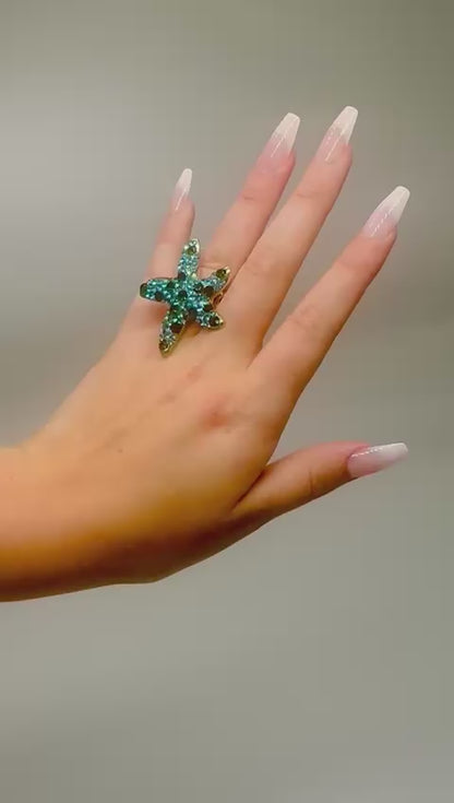 Video of Starburst Crystal Ring Turquoise