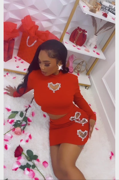 Valentine’s Date Skirt Set (Red)