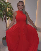 Sculpted Flow Maxi Dress - Tomato Cherry