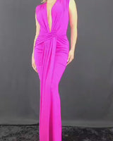 Radiant Starlight Maxi Dress (Fuchsia) - Palazzo Couture Online