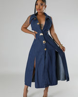 womens denim maxi dress