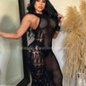 Women's Knit Sheer maxi dress knit style back view