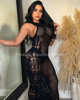 Private Island Knit Maxi Dress - Black - Palazzo Couture Online