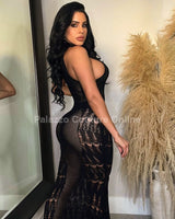 Private Island Knit Maxi Dress - Black - Palazzo Couture Online