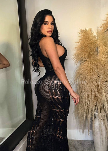 Private Island Knit Maxi Dress - Black - Palazzo Couture Online